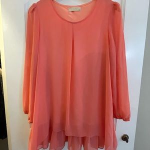 Taiwan pink flowy ruffle long sleeve dress